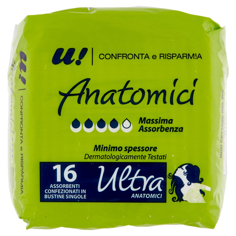 16 Assorbenti Ultra Anatomici U! Confronta e Risparmia
